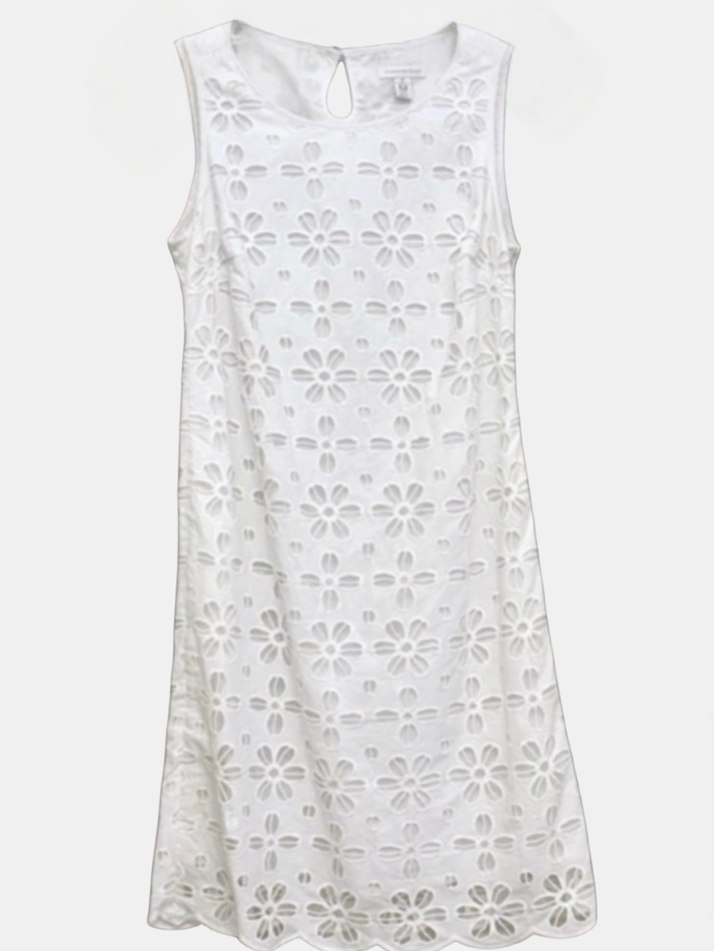 Charter Club White Eyelet Cotton Sleeveless Shift Dress Size 6